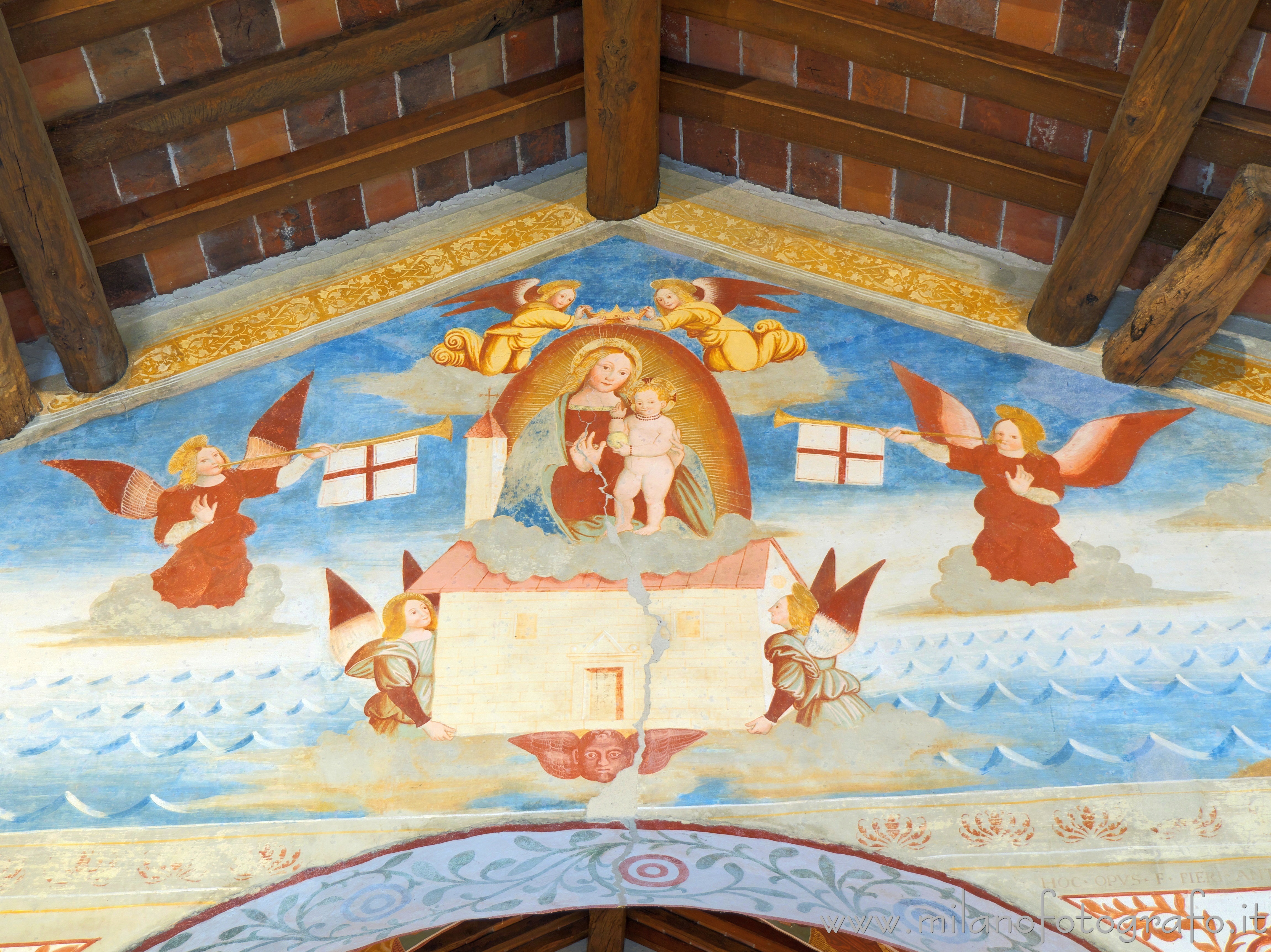 Momo (Novara, Italy) - Fresco of the Trasport of the Holy House of Loreto in the Oratory of the Holy Trinity